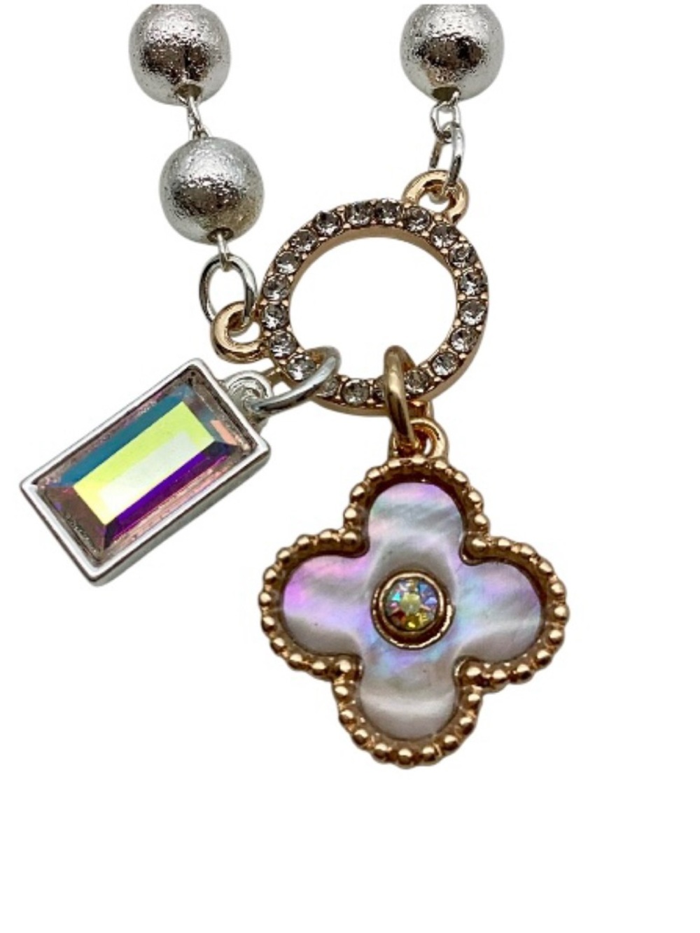 Evermore Quarterfoil Two-Tone Beaded Necklace (NWT) - Picture 8 of 16
